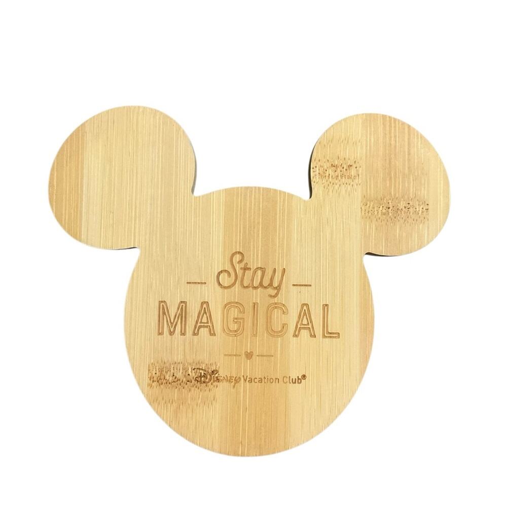 Disney Bamboo Mickey Mouse Coasters Natural Set of 4 NEW - Picture 4 of 12